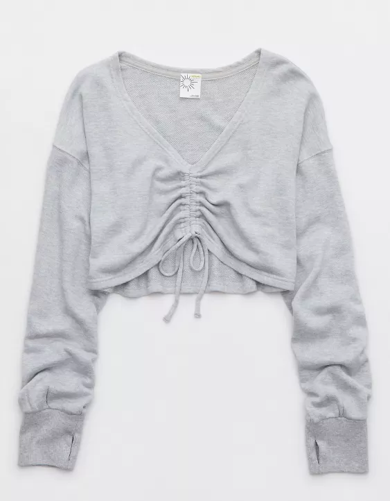 Aeo OFFLINE By Aerie Keep It 100 Terry Cinched Front Crewneck