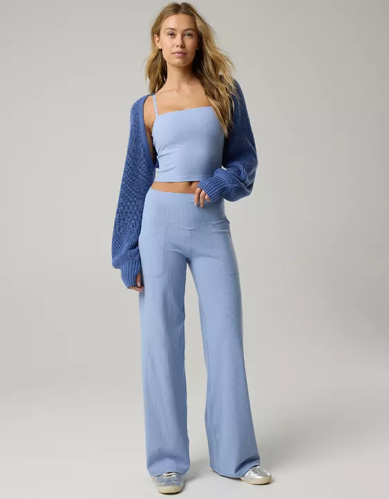 Aeo OFFLINE By Aerie Real Me XTRA High Waisted Ribbed Trouser