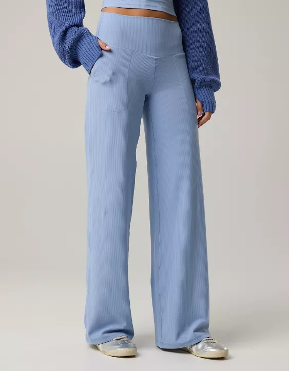 Aeo OFFLINE By Aerie Real Me XTRA High Waisted Ribbed Trouser