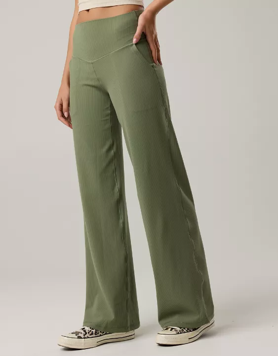 Aeo OFFLINE By Aerie Real Me XTRA High Waisted Ribbed Trouser