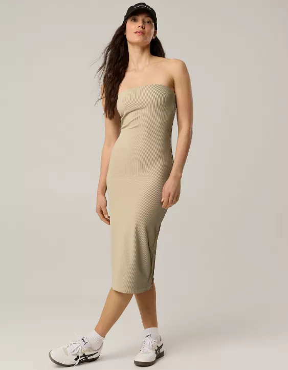 Aeo OFFLINE By Aerie Stripe Rib Night Out Midi Tube Dress