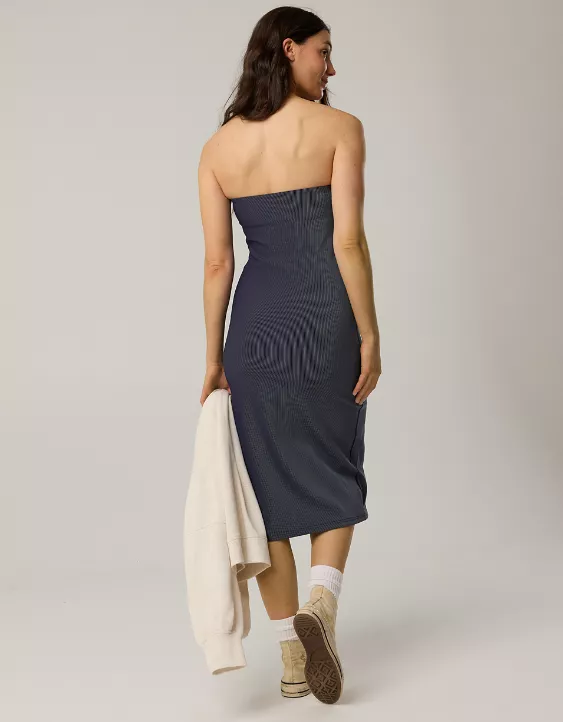 Aeo OFFLINE By Aerie Stripe Rib Night Out Midi Tube Dress