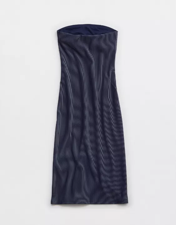 Aeo OFFLINE By Aerie Stripe Rib Night Out Midi Tube Dress