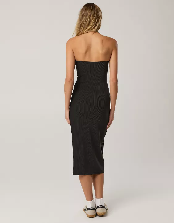 Aeo OFFLINE By Aerie Stripe Rib Night Out Midi Tube Dress