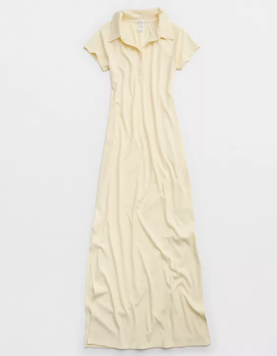 Aeo OFFLINE By Aerie Thumbs Up Heavyweight Polo Maxi Dress