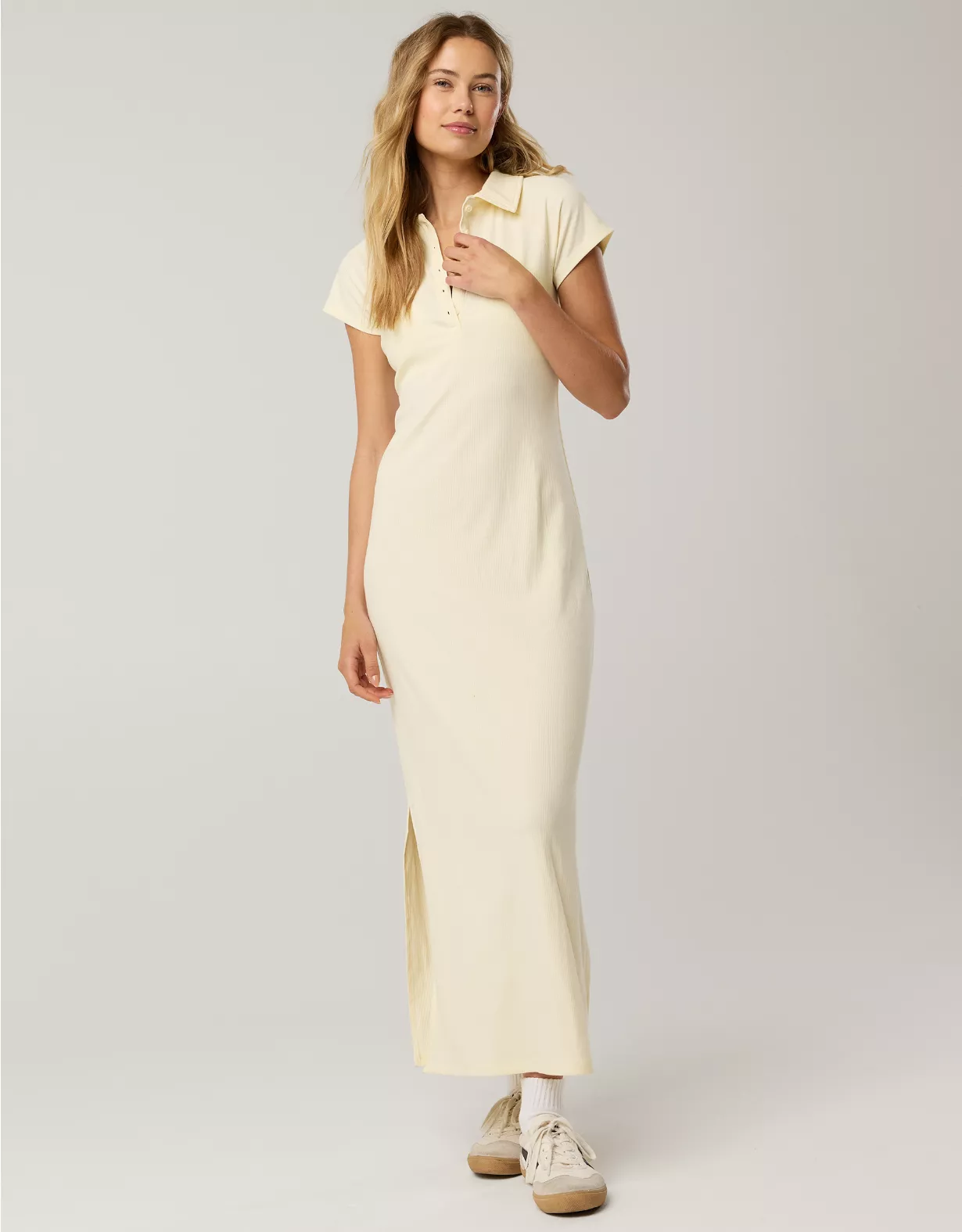 aeo OFFLINE By Aerie Thumbs Up Heavyweight Polo Maxi Dress