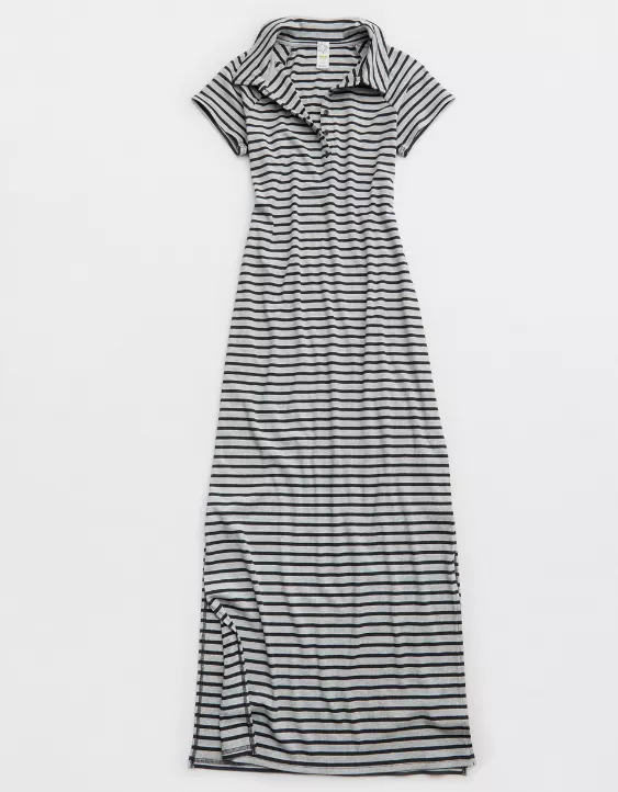 Aeo OFFLINE By Aerie Thumbs Up Heavyweight Polo Maxi Dress