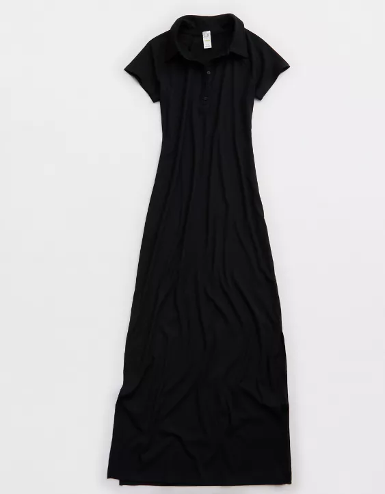 Aeo OFFLINE By Aerie Thumbs Up Heavyweight Polo Maxi Dress