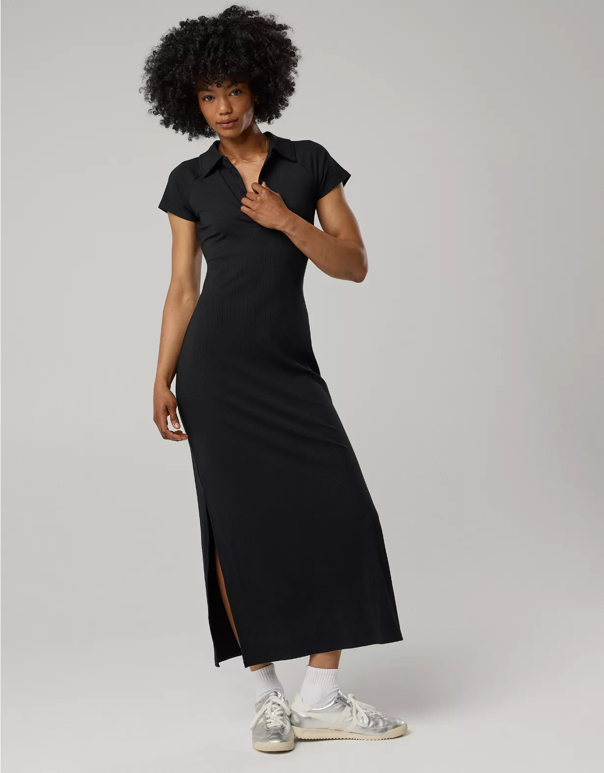 aeo OFFLINE By Aerie Thumbs Up Heavyweight Polo Maxi Dress