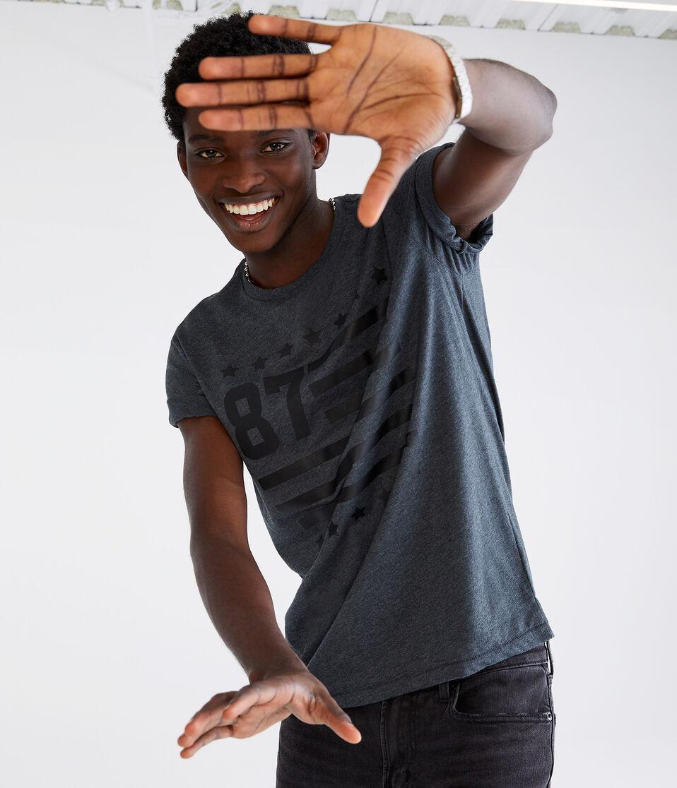 Aéropostale 87 Flag Graphic Tee Charcoal Heather Grey