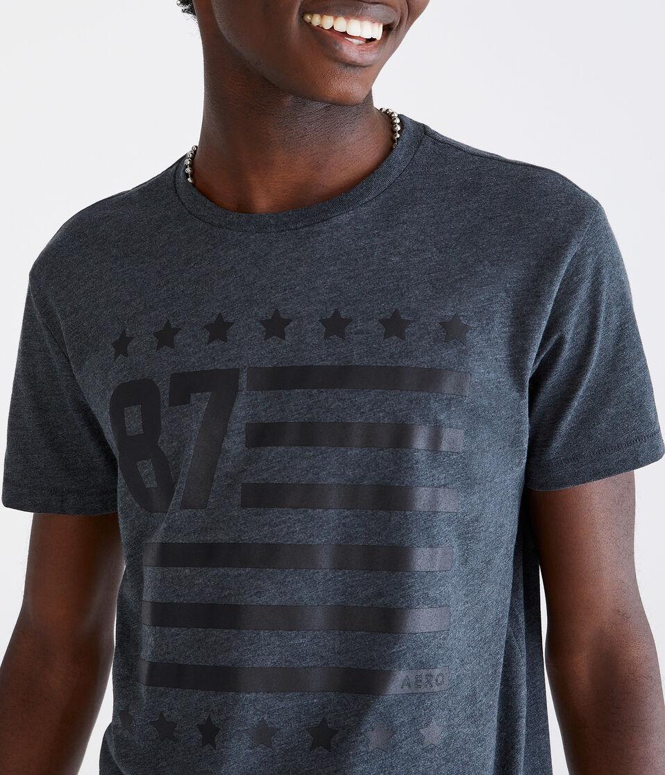 Aéropostale 87 Flag Graphic Tee Charcoal Heather Grey