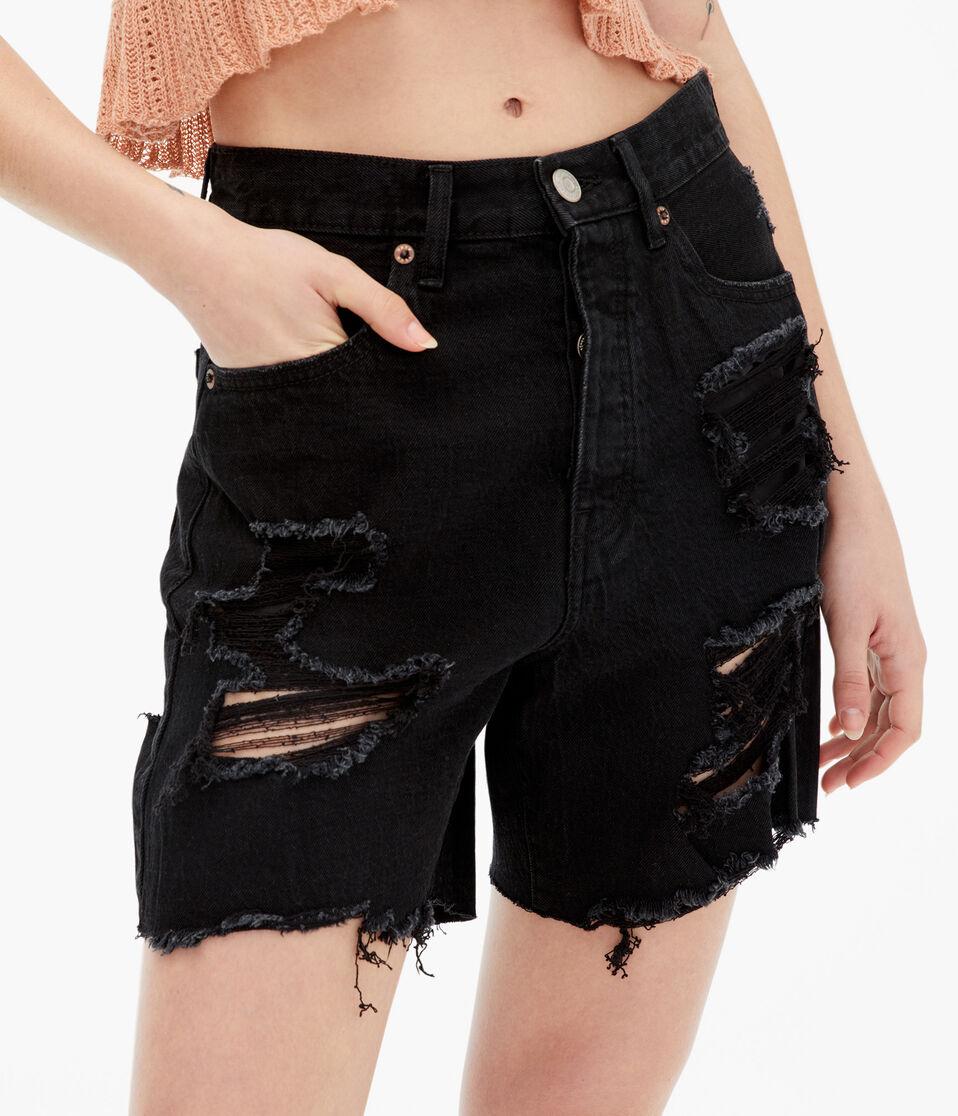 Aéropostale '90s High-Rise Baggy Hemp Denim Shorts Black
