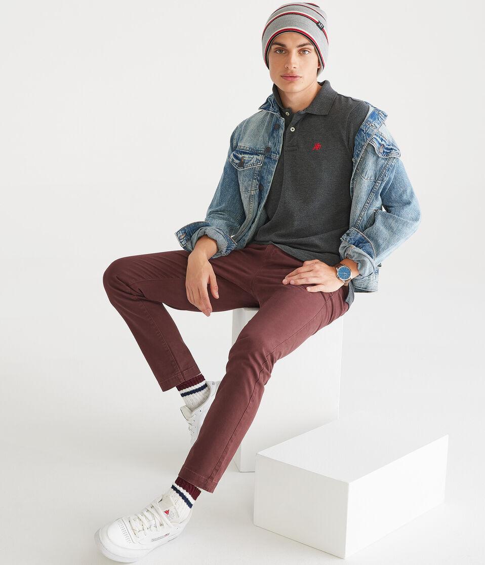 Aéropostale A87 Logo Piqué Polo Charcoal Heather Grey