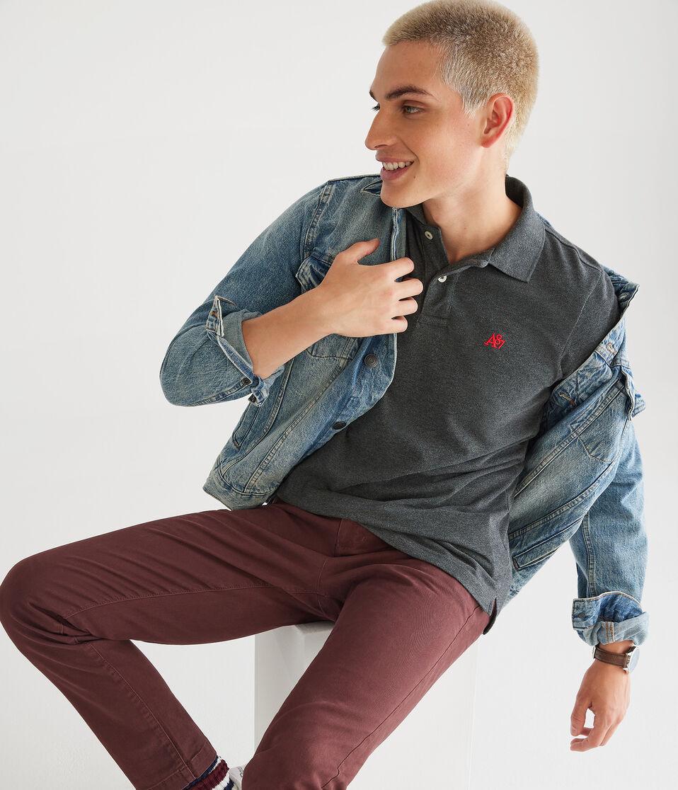 Aéropostale A87 Logo Piqué Polo Charcoal Heather Grey