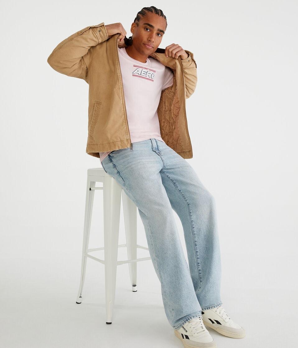 Aéropostale Aero 1987 Appliqué Graphic Tee Peach Whip