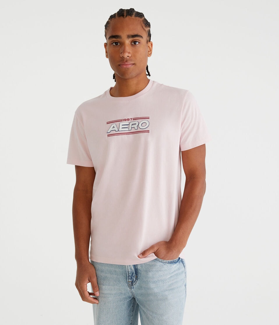 aéropostale Aero 1987 Appliqué Graphic Tee peach whip