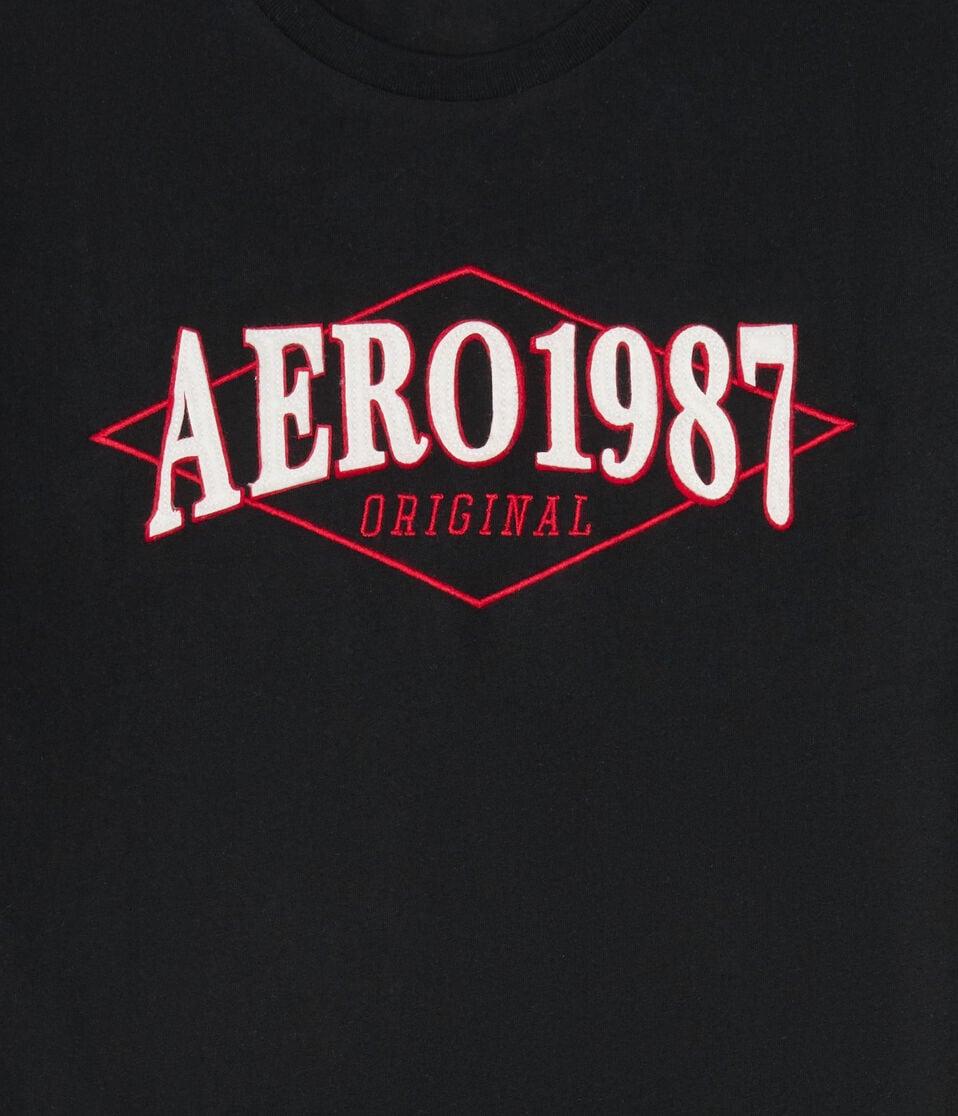Aéropostale Aero 1987 Diamond Appliqué Graphic Tee Black Fox