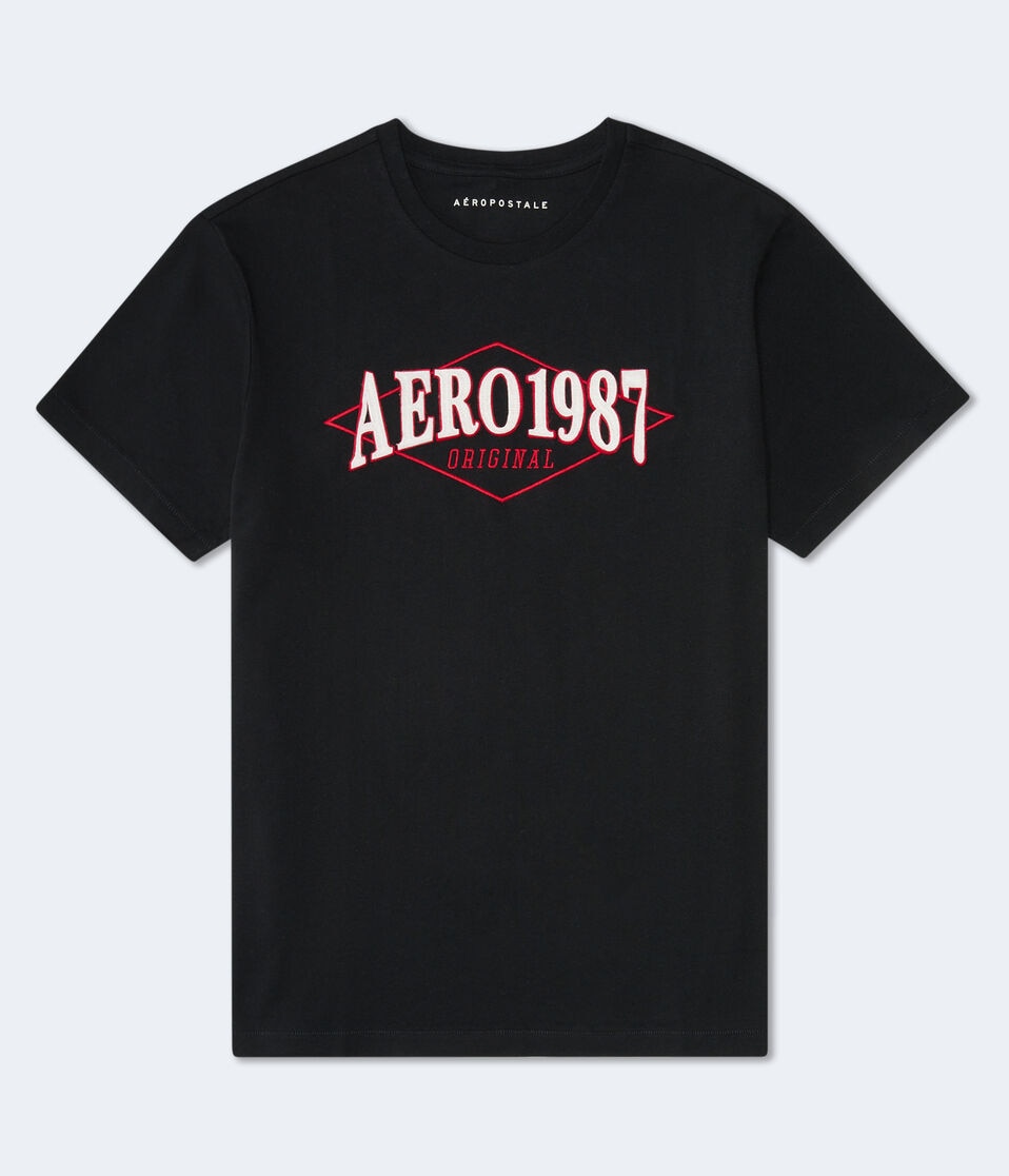 aéropostale Aero 1987 Diamond Appliqué Graphic Tee black fox