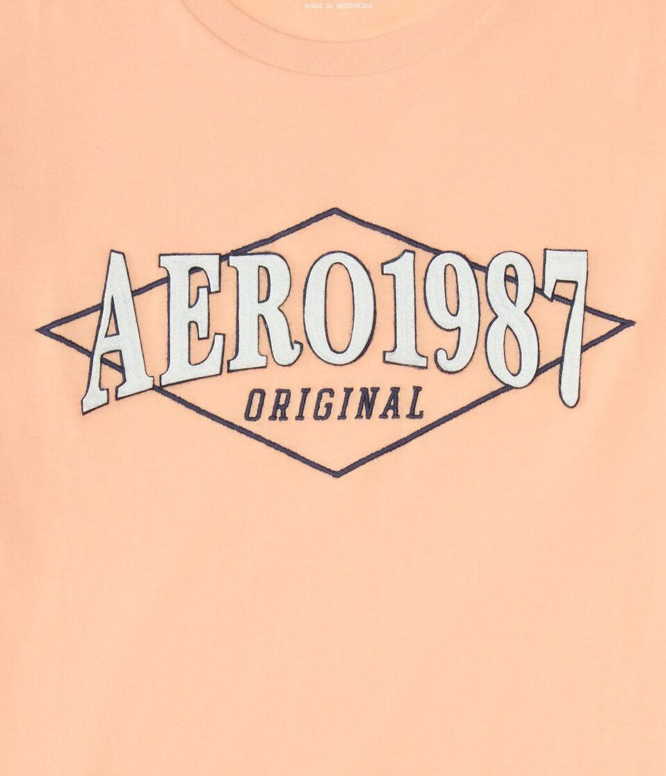 Aéropostale Aero 1987 Diamond Appliqué Graphic Tee Sweet Melon
