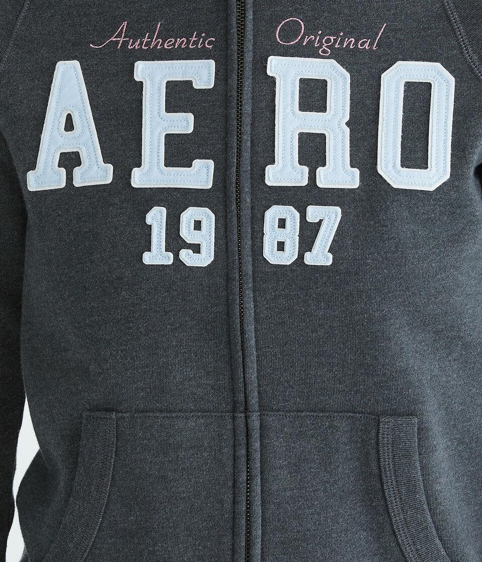 Aéropostale Aero 1987 Full-Zip Hoodie Charcoal Heather Grey