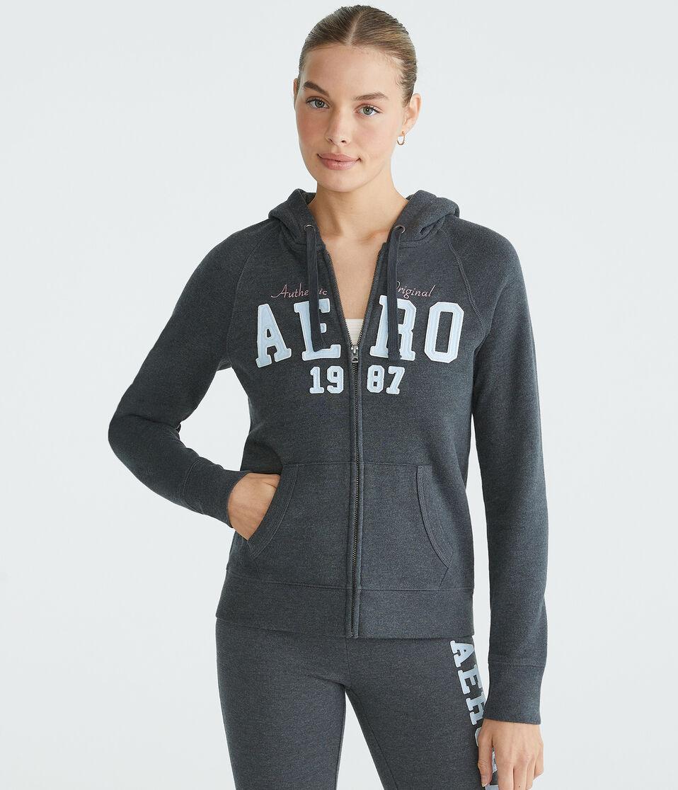 aéropostale Aero 1987 Full-Zip Hoodie charcoal heather grey