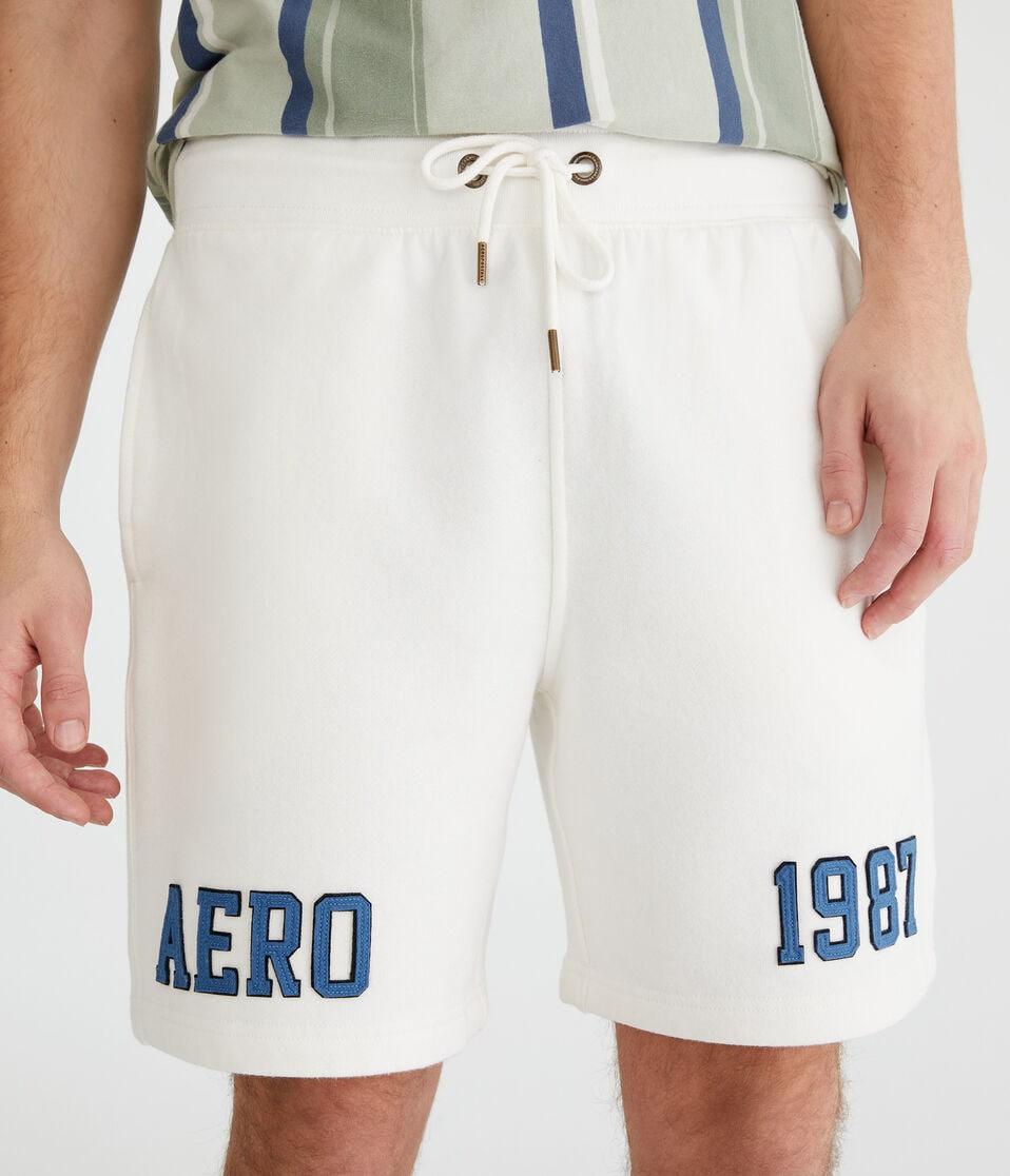 Aéropostale Aero 1987 Heritage Fleece Shorts 7" Egret White