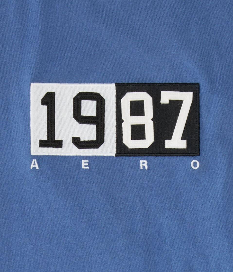 Aéropostale Aero 1987 Split Box Logo Appliqué Graphic Tee Indigo Ink