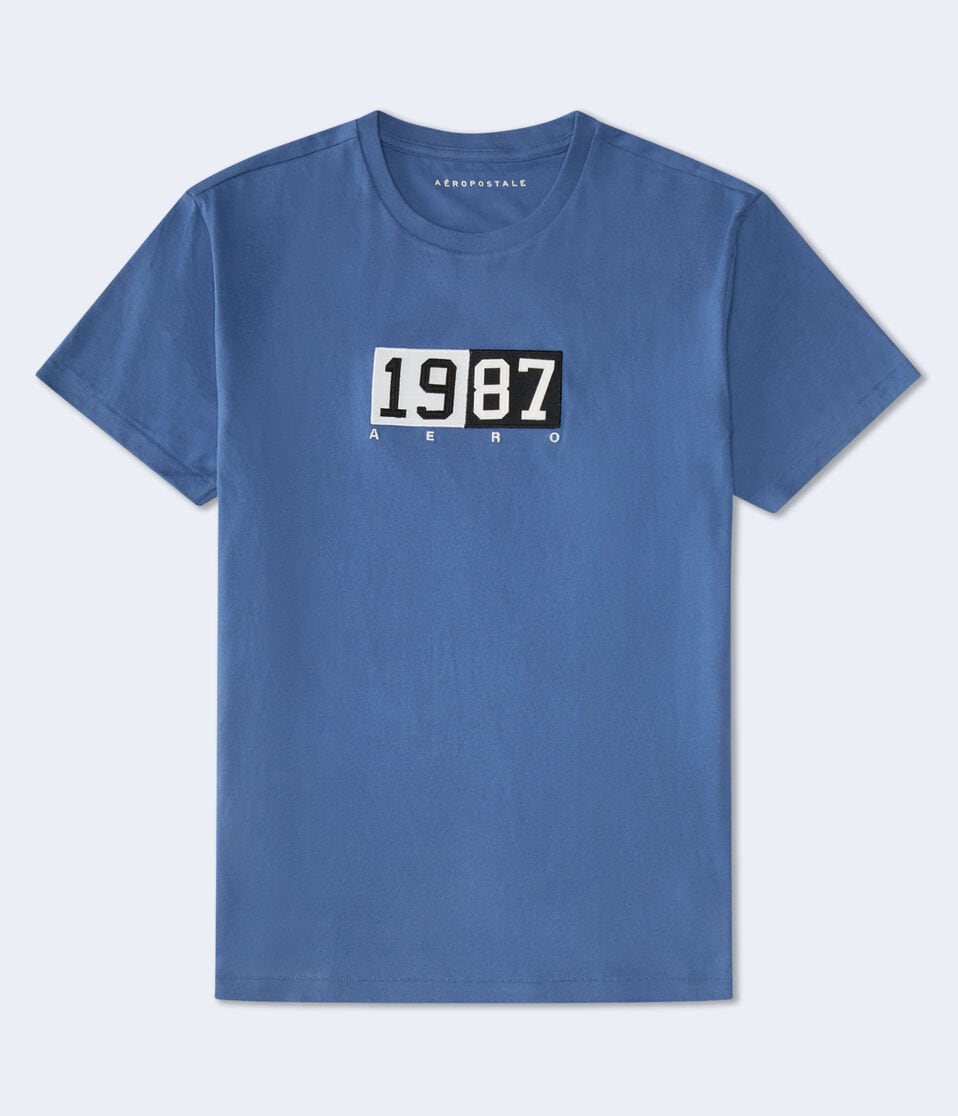 aéropostale Aero 1987 Split Box Logo Appliqué Graphic Tee indigo ink