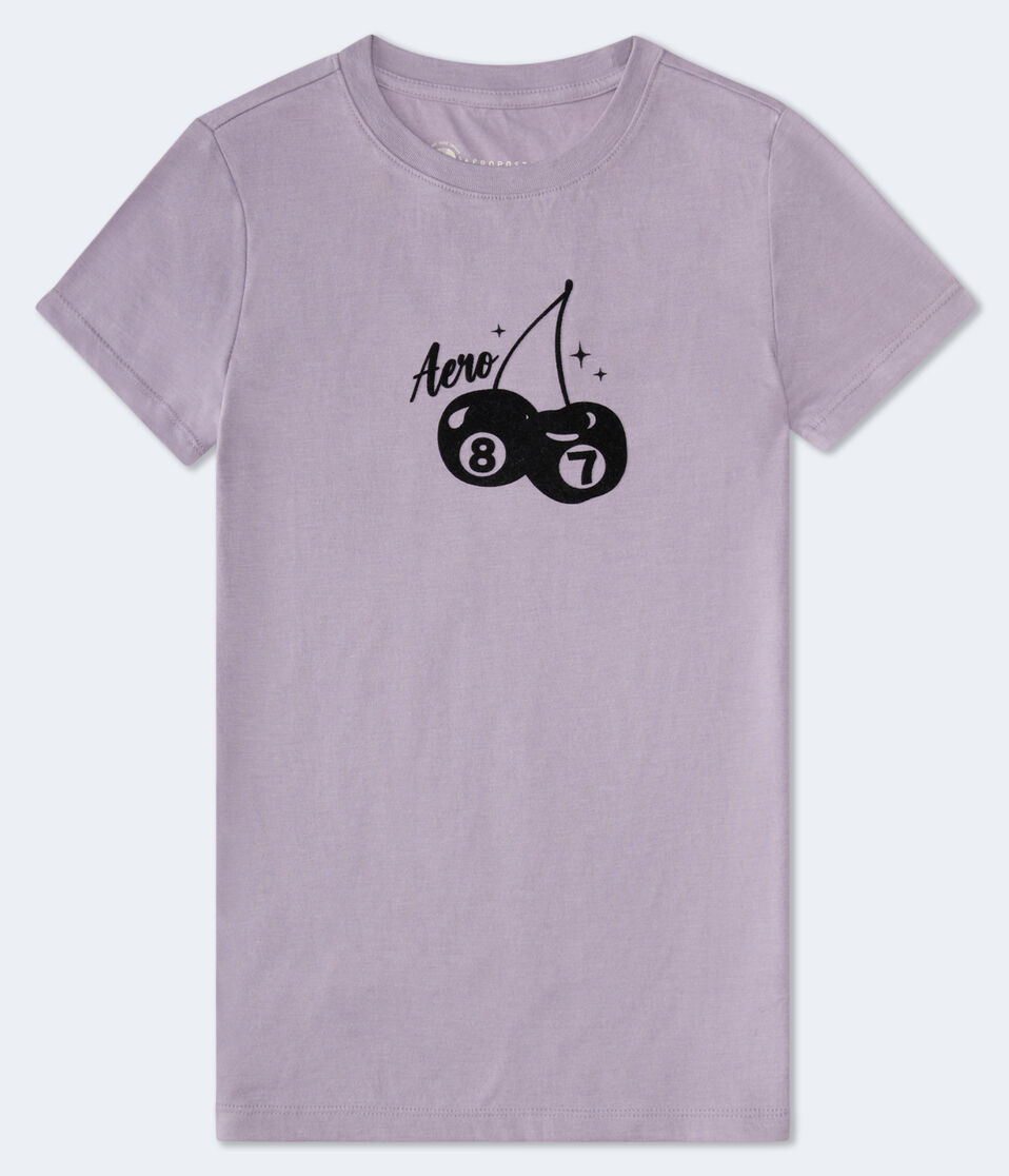 aéropostale Aero 87 Cherries Flocked Graphic Tee red plum