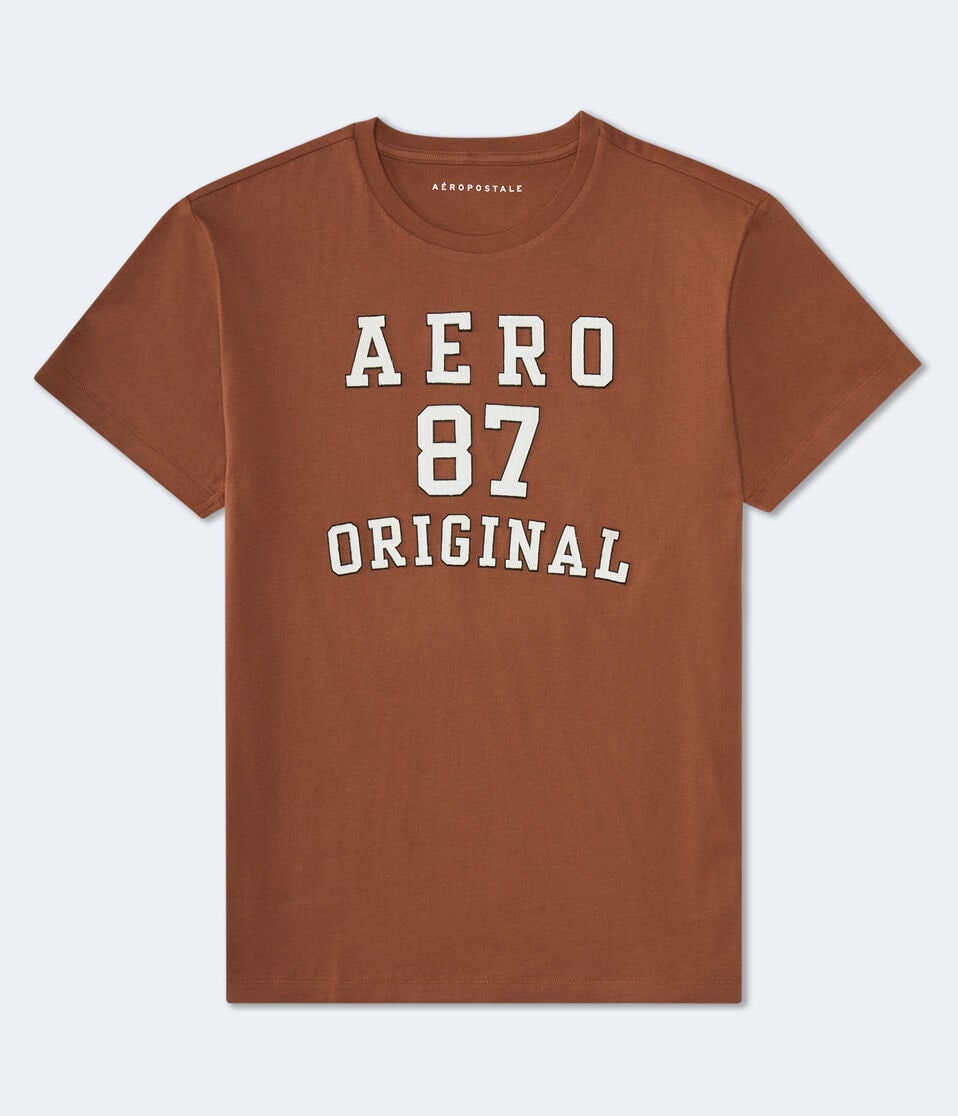 aéropostale Aero 87 Original Appliqué Graphic Tee medium brown