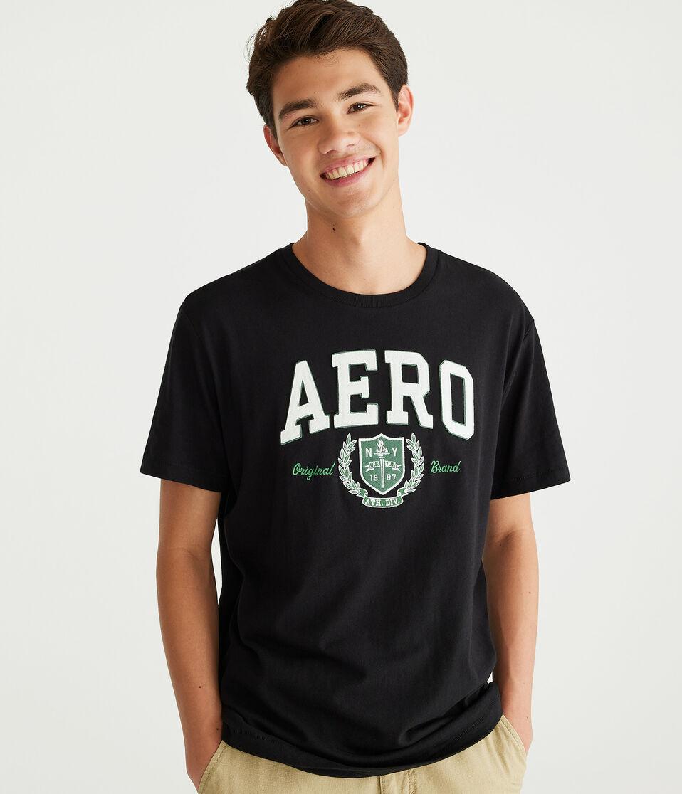 aéropostale Aero Athletic Crest Appliqué Graphic Tee black fox