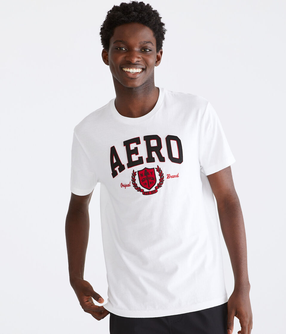 aéropostale Aero Athletic Crest Appliqué Graphic Tee bleach