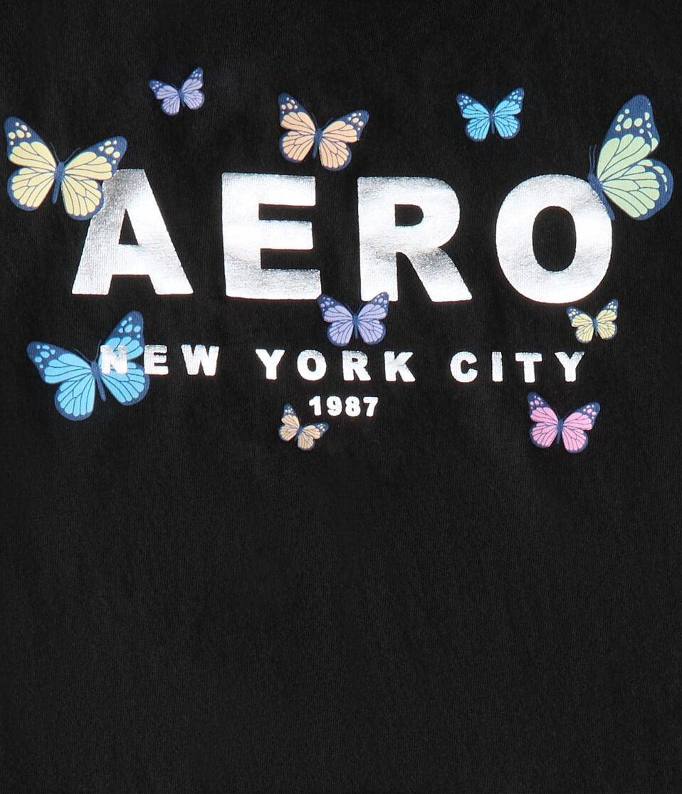 Aéropostale Aero Butterflies Foil Graphic Tee Black Fox