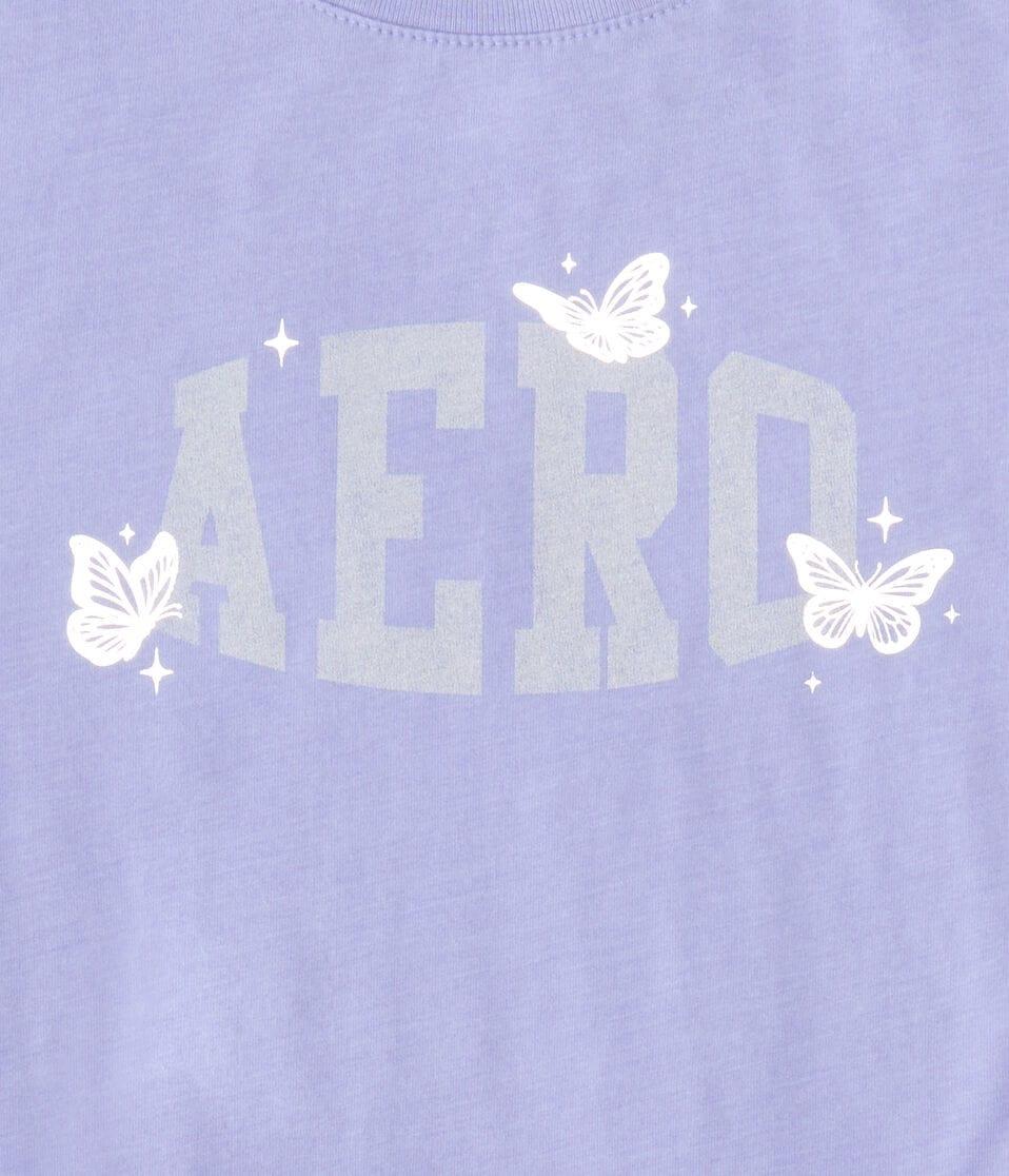 Aéropostale Aero Butterflies Foil Graphic Tee Sweet Lavender