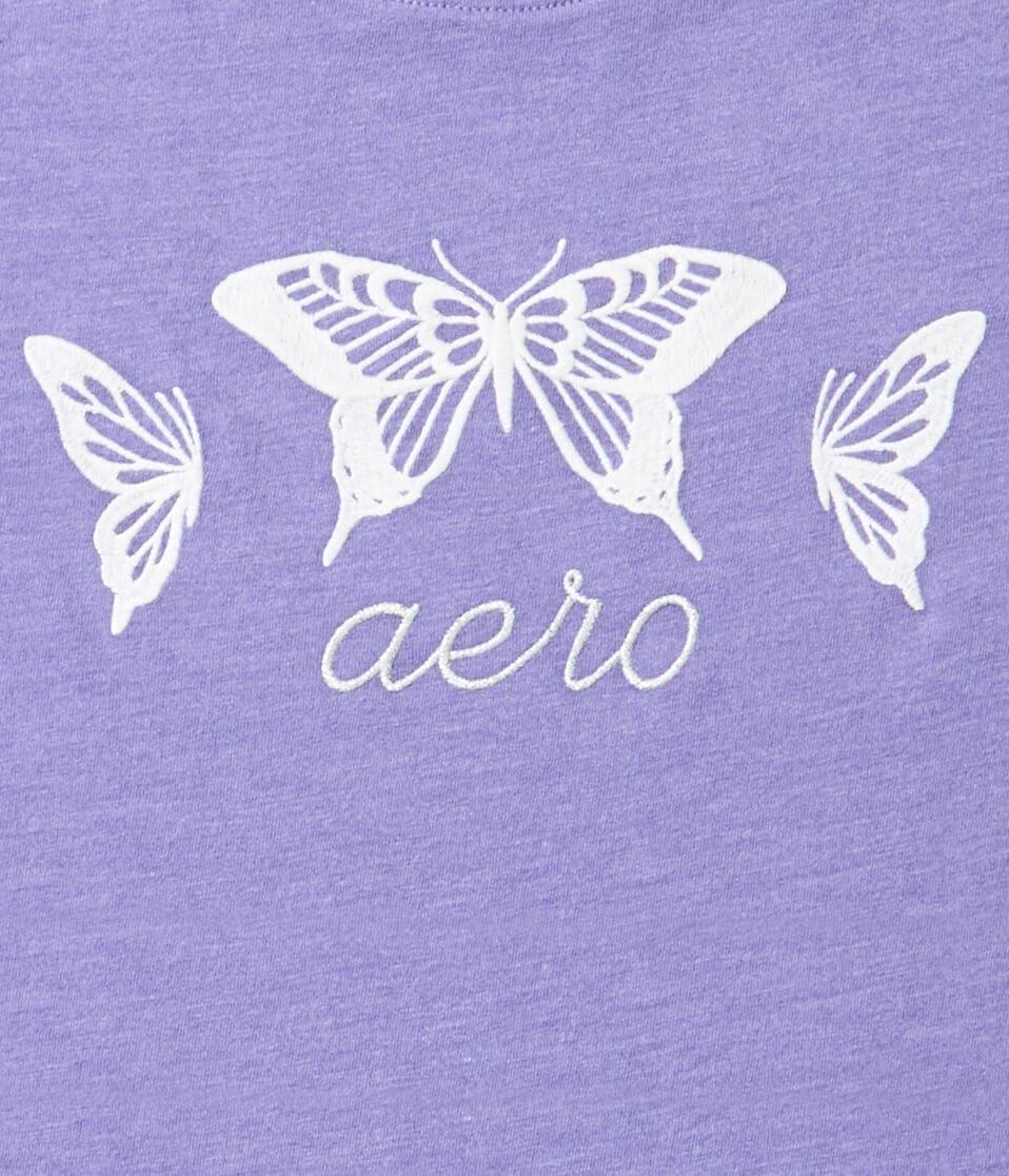 Aéropostale Aero Butterflies Graphic Tee Fairy Purple
