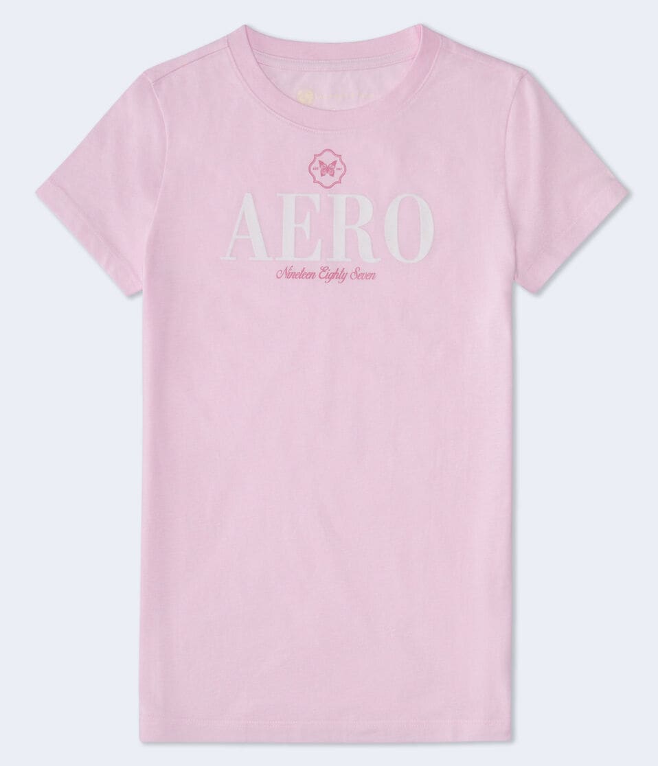 aéropostale Aero Butterfly Flocked Graphic Tee fiesta pink