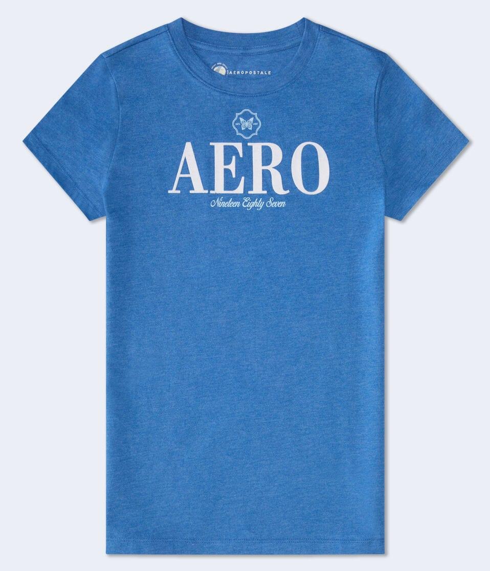aéropostale Aero Butterfly Flocked Graphic Tee lyric blue