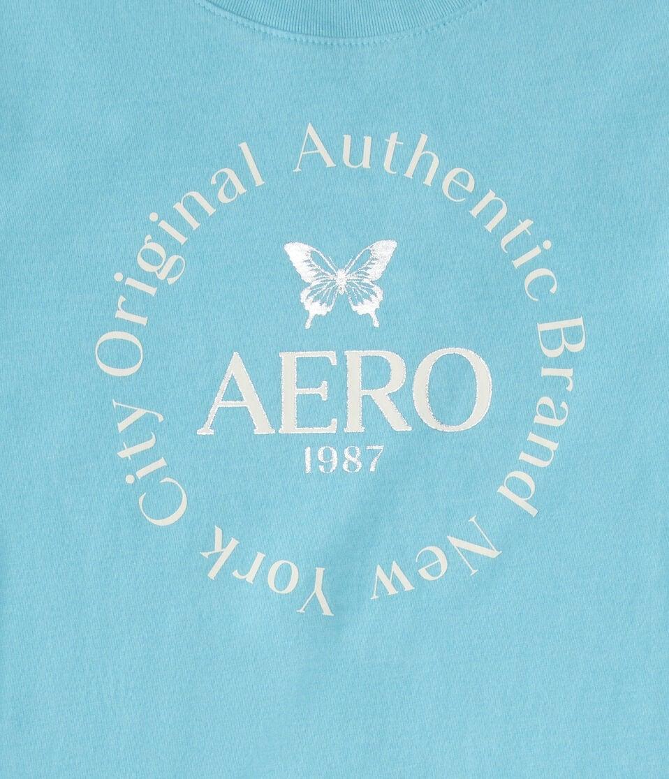 Aéropostale Aero Butterfly Foil Graphic Tee Blue Tint