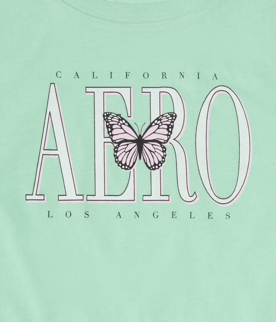 Aéropostale Aero California Butterfly Graphic Tee Light Green