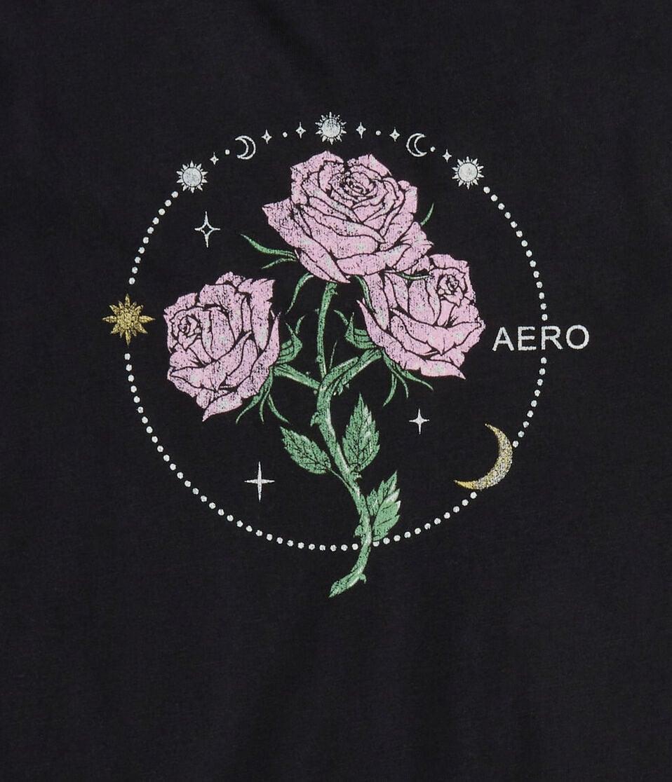 Aéropostale Aero Celestial Rose Graphic Tee Black Fox