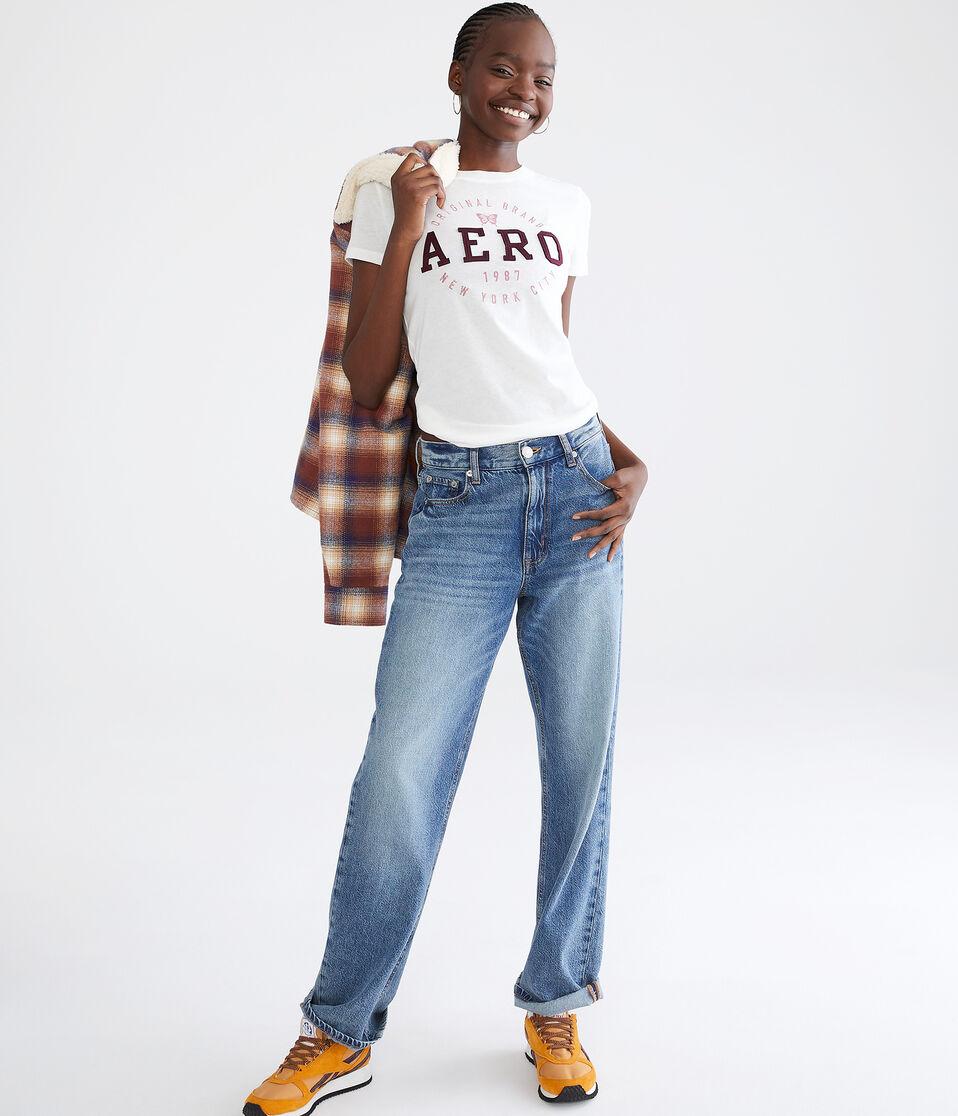 Aéropostale Aero Circle Butterfly Appliqué Graphic Tee Cream