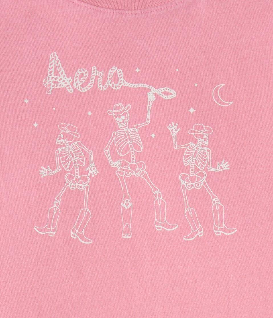 Aéropostale Aero Cowboy Skeletons Graphic Tee Luscious Pink