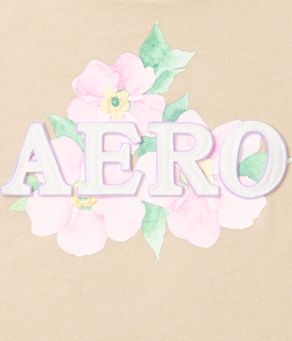 Aéropostale Aero Floral Logo Appliqué Graphic Tee Bungalow