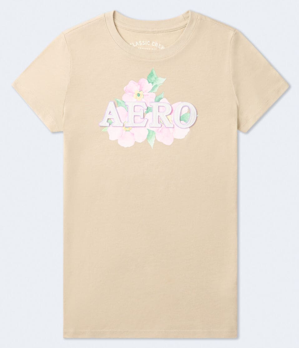aéropostale Aero Floral Logo Appliqué Graphic Tee bungalow