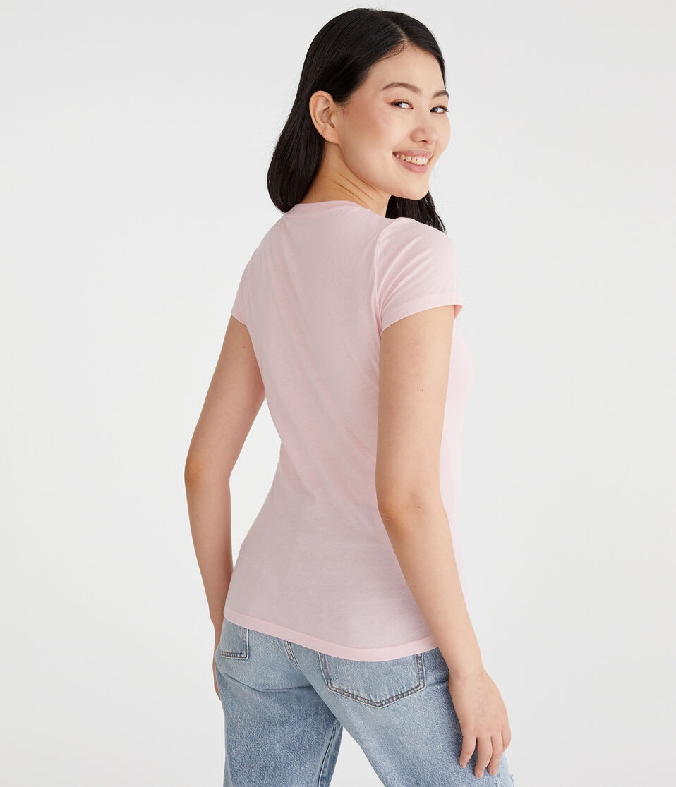 Aéropostale Aero Heart Rhinestone Appliqué Graphic Tee Pink Dream