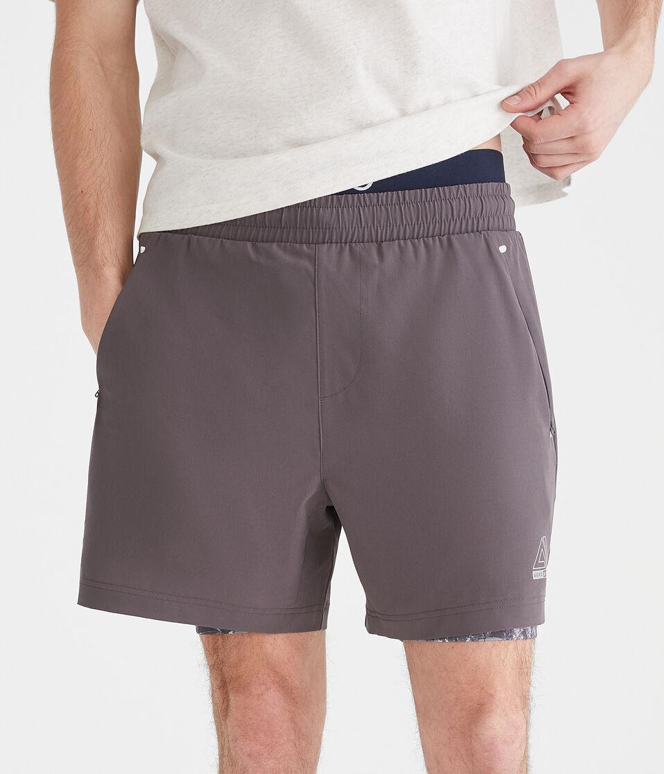 Aéropostale Aero MVMNT Camo 2-in-1 Hybrid Active Shorts 5.5" Stonewall