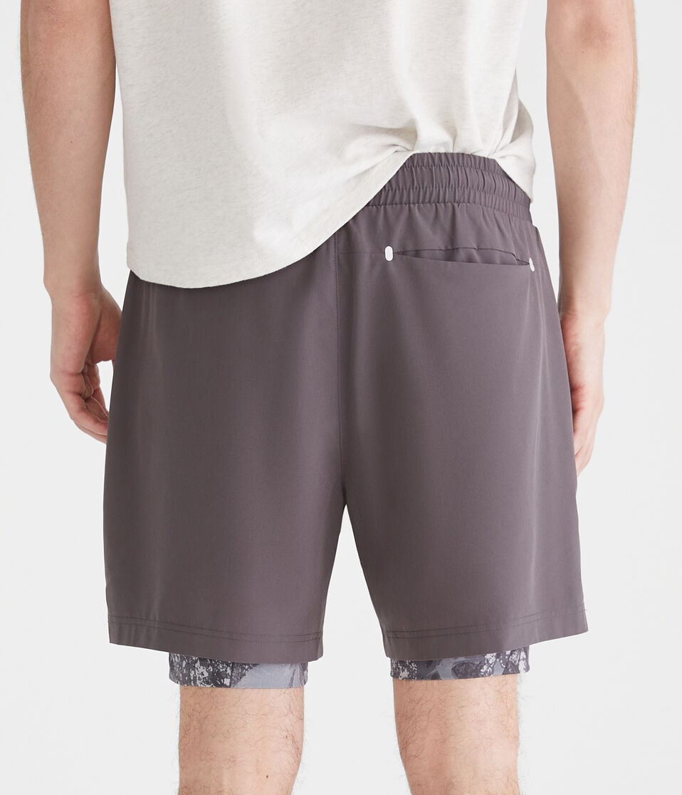 Aéropostale Aero MVMNT Camo 2-in-1 Hybrid Active Shorts 5.5" Stonewall