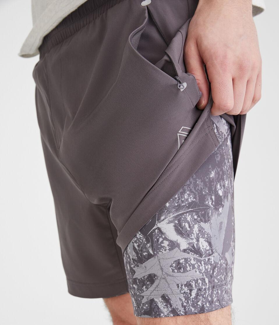 aéropostale Aero MVMNT Camo 2-in-1 Hybrid Active Shorts 5.5" stonewall