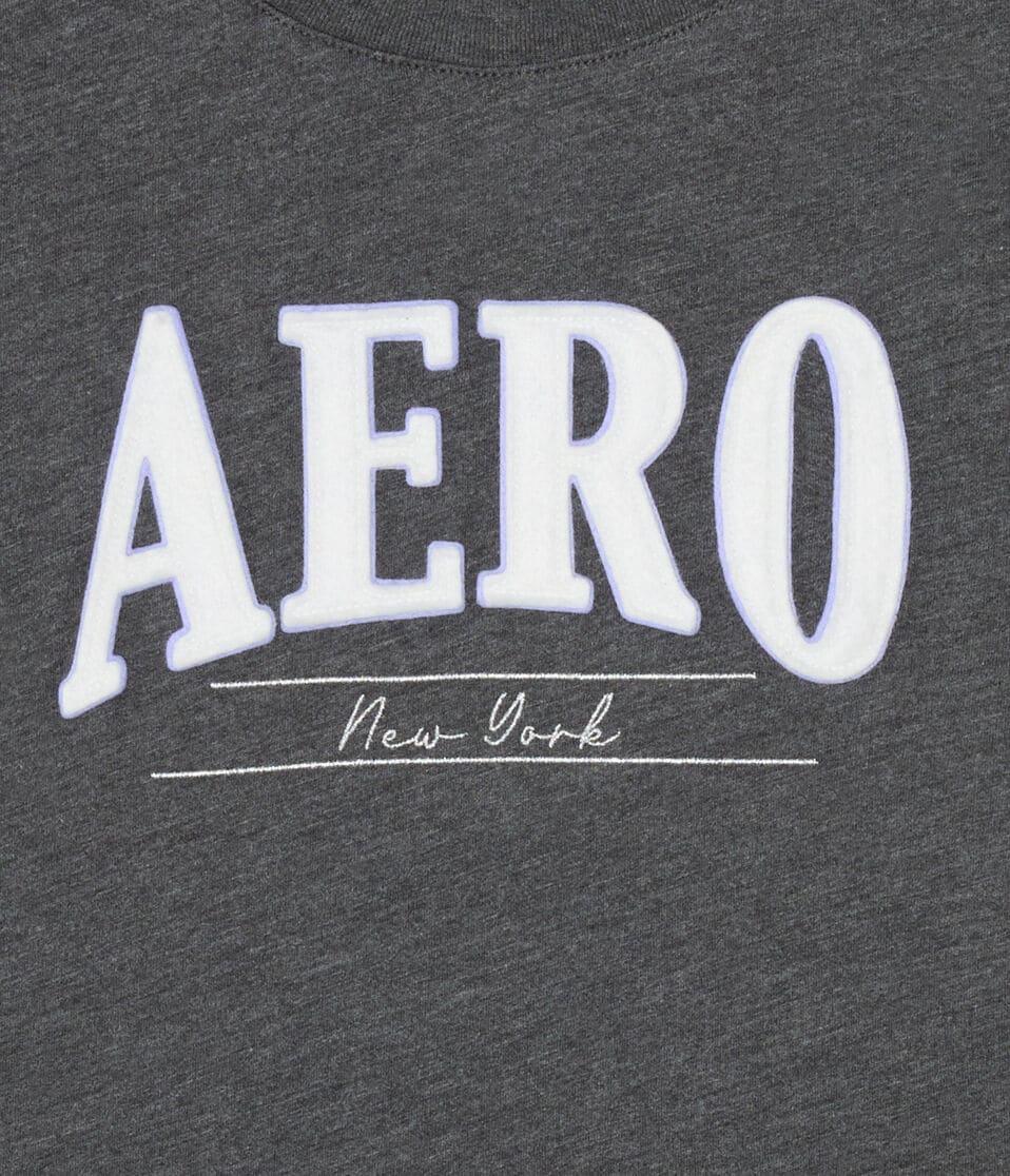 Aéropostale Aero New York Appliqué Graphic Tee Charcoal Heather Grey