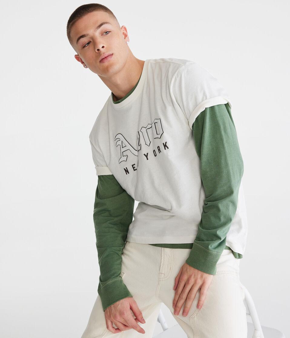 Aéropostale Aero New York Gothic Logo Appliqué Graphic Tee Deep Ivory